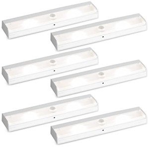 Brilliant Evolution Wireless LED Stair Light 6 Pack - Motion Sensor, Battery-Operated, Stick-On - for Closet, Indoor Steps - Motion-Activated Night Light