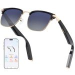 AI Translation Smart Sunglasses for Men Women, AI Language Translator Glasses with Bluetooth 5.4, Speakers and Mics Open Ear, Hands-Free Calling, Voice Assistant, Polarized Anti-UV, Rose Gold