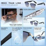 AI Translation Smart Sunglasses for Men Women, AI Language Translator Glasses with Bluetooth 5.4, Speakers and Mics Open Ear, Hands-Free Calling, Voice Assistant, Polarized Anti-UV, Rose Gold