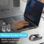 2025 AI Wireless Mouse for PC Laptop - ChatGPT Enabled Bluetooth Mouse with Voice Recording & AI Summarize, Ergonomic Presenter Laser Pointer Remote, USB Rechargeable High-Performance Office Device