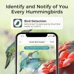 BBPECO Glass Smart Hummingbird Feeder with Camera Solar Powered - AI Identify & Water Detection, Instant Notification, 2K HD Vedio, Leakproof & Ant Moat, Work with Alexa & Google Assistant