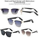 AI Translation Smart Sunglasses for Men Women, AI Language Translator Glasses with Bluetooth 5.4, Speakers and Mics Open Ear, Hands-Free Calling, Voice Assistant, Polarized Anti-UV, Rose Gold