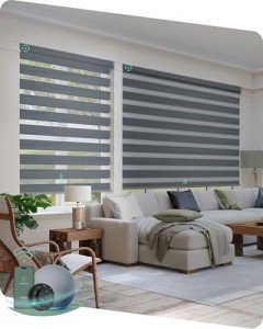 Yoolax Motorized Zebra Blinds Compatible with Alexa,Motorized Blinds with Remote Smart Automatic Custom Electric Window Blinds Cordless Indoor Blackout for Home Bedroom Kitchen (Mesh Silver)