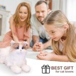 Chongker Stuffed Animals Handmade Cat Plush, Realistic Companion Pet, Lifelike White Cat