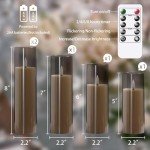 Yeelida Flameless Flickering Candles with Remote Control and Timer, Battery Operated LED Fake 2.2" x 5",6",7",8",8" Plastic Pillar Candles for Home Decor(Long-Lasting, Grey)