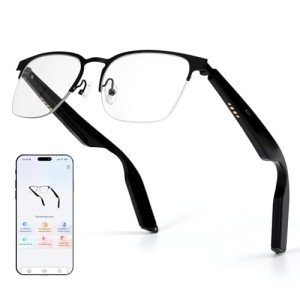 More than Lens AI Translation Smart Glasses for Men Women, AI Translator, Bluetooth 5.4, Voice Assistant, Open Ear Lightweight Eyewear with Polarized Anti-Bluelight Lenses, Black