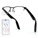 More than Lens AI Translation Smart Glasses for Men Women, AI Translator, Bluetooth 5.4, Voice Assistant, Open Ear Lightweight Eyewear with Polarized Anti-Bluelight Lenses, Black