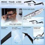 More than Lens AI Translation Smart Glasses for Men Women, AI Translator, Bluetooth 5.4, Voice Assistant, Open Ear Lightweight Eyewear with Polarized Anti-Bluelight Lenses, Black