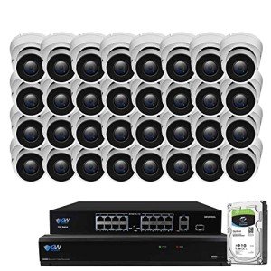 GW Security 32 Channel 12MP NVR 4K Smart AI Security Camera System with 32 x 4K (8MP) IP PoE Microphone Dome Camera, 100ft Night Vision, Face/Human/Vehicle Detection Waterproof Surveillance Camera