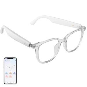 AI Translator Smart Glasses, Real-Time Bilingual Translation, Simultaneous Interpretation Glasses with Photochromic Lenses Transparent Frame, 110+ Languages, Lightweight Design for Travel & Business