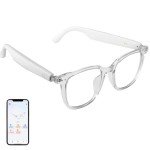 AI Translator Smart Glasses, Real-Time Bilingual Translation, Simultaneous Interpretation Glasses with Photochromic Lenses Transparent Frame, 110+ Languages, Lightweight Design for Travel & Business