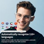 AI Translator Smart Glasses, Real-Time Bilingual Translation, Simultaneous Interpretation Glasses with Photochromic Lenses Transparent Frame, 110+ Languages, Lightweight Design for Travel & Business
