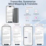 AI Voice Recorder with Real-Time Transcription & Translation, AI Voice Transcriber, Smart Summary, AI-Powered Mind Mapping & Translator for Meetings Notes, Interviews & Lectures (64GB)