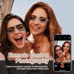 XrKrOPTend Smart Bluetooth Glasses with Speakers & Mic, Fashion Pilot Wearable Audio Sunglasses,Photochromic Polarized Lenses,Blue Light&UV Protection,Bluetooth Remote Camera, Smart Voice Assistant