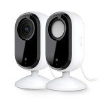 Arlo Essential Security Camera 2K | Indoor Only| 2nd Gen | Baby Monitor & Pet Camera | Wired Automated Privacy Shield, 2-Way Audio, Night Vision, Live Stream, Motion Alerts & Notifications White,2 Cam