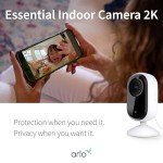 Arlo Essential Security Camera 2K | Indoor Only| 2nd Gen | Baby Monitor & Pet Camera | Wired Automated Privacy Shield, 2-Way Audio, Night Vision, Live Stream, Motion Alerts & Notifications White,2 Cam