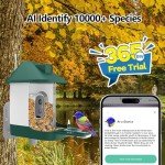 Bird Feeder with Camera,Smart Birdwatching Camera with Solar Powered,AI Identify Species,Instant Notifications,FHD Live View,Auto Record Video in Backyard,Ideal Gifts for Family and Bird Lovers