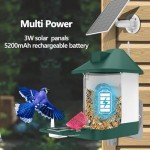 Bird Feeder with Camera,Smart Birdwatching Camera with Solar Powered,AI Identify Species,Instant Notifications,FHD Live View,Auto Record Video in Backyard,Ideal Gifts for Family and Bird Lovers
