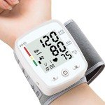 Blood Pressure Monitor Adjustable Wrist Cuff Digital Rechargeable Machine for Home Use with Voice Function, 2 x 90 Readings, Carrying Case, White