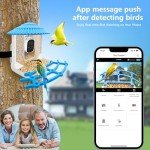 Hydroserenity Smart Bird Feeder Camera 2.5K with AI Identification, Wireless Outdoor Night Vision, Auto-Record Real-Time Alerts, for Bird Enthusiasts (Light Blue)
