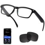 Smart Glasseswith AI,Bluetooth Music Glasses with 130+ Translation,Anti-Blue Light/UV400 Lenses,Audio Eyewear with Music play &Hands-Free Calling,Multifunctional Headphones glasses for Men Women