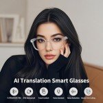 AI Translator Smart Glasses, AI-Powered Smart Glasses, Real-Time Translation,110+ Languages,Simultaneous Interpretation, Photochromic Lenses, Wireless Bluetooth Sunglasses for Business Students Travel