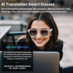 AI Translator Smart Glasses, AI-Powered Smart Glasses, Real-Time Translation,110+ Languages,Simultaneous Interpretation, Photochromic Lenses, Wireless Bluetooth Sunglasses for Business Students Travel