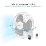 Comfort Zone 16" Quiet 3-Speed Wall Mount Fan with Remote Control, Timer and Adjustable Tilt, Ideal for Home, Bedroom, Gym & Office, CZ16WR