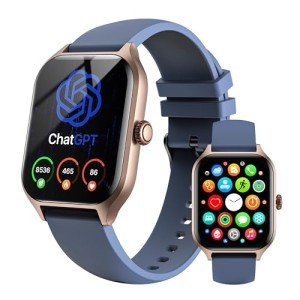 diujzld AI ChatGPT Translation Smart Watch, Titanium Alloy IP68 Waterproof，Heart Rate & Sleep Monitor, Fitness Tracker, OLED Display, Multi-Sport Modes, with 144 Real-Time Languages, Blue