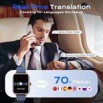 diujzld AI ChatGPT Translation Smart Watch, Titanium Alloy IP68 Waterproof，Heart Rate & Sleep Monitor, Fitness Tracker, OLED Display, Multi-Sport Modes, with 144 Real-Time Languages, Blue