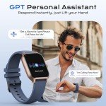 diujzld AI ChatGPT Translation Smart Watch, Titanium Alloy IP68 Waterproof，Heart Rate & Sleep Monitor, Fitness Tracker, OLED Display, Multi-Sport Modes, with 144 Real-Time Languages, Blue