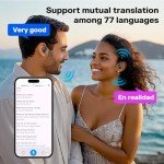 AI Translation Earbuds Real Time Powered by ChatGPT,LCD Touch Screen OWS Translator for 147 Languages & Accents,Audifonos Traductores Inglés Español,Translation Device, Ideal for Travel/Business,Black