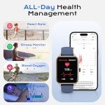 diujzld AI ChatGPT Translation Smart Watch, Titanium Alloy IP68 Waterproof，Heart Rate & Sleep Monitor, Fitness Tracker, OLED Display, Multi-Sport Modes, with 144 Real-Time Languages, Blue