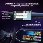 Wireless Carplay Adapter with Dual WiFi,2 in 1 CarPlay and Android Auto Wireless Adapter Support 256 GB TF Card，Smart AI Dongle Power by ChatGPT,2G+16G,AD5A,Dark Black