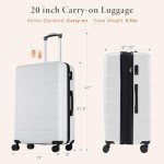 Cream White 20-Inch Hard Shell Carry-On Suitcase