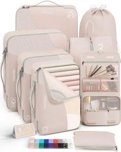 Packing Cubes Set with Toiletry Bag for Travel