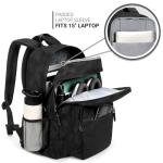 ZORFIN 26L Water-Resistant Travel Backpack - Black