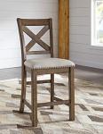 Moriville Rustic Farmhouse Upholstered Barstools, Set of 2