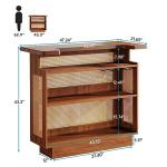 Farmhouse Rattan Bar Table with Stemware Racks