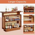 Farmhouse Rattan Bar Table with Stemware Racks