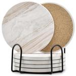 Marble Style Ceramic Drink Coaster Set of 6