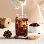 Beer Shaped Glasses with Bamboo Lids and Straws