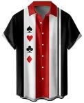 Geometric Print Casual Poker Shirt for Men