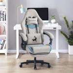 Blue Whale Gaming Chair with Lumbar Support and Footrest