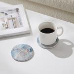Set of 6 Blue Marble Coasters with Holder