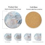 Set of 6 Blue Marble Coasters with Holder