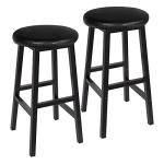 24-Inch PU Upholstered Bar Stools with Footrest
