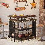 L-Shaped Rustic Home Bar with Stemware Racks