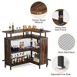 L-Shaped Rustic Home Bar with Stemware Racks