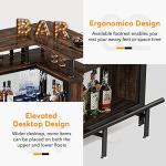 L-Shaped Rustic Home Bar with Stemware Racks